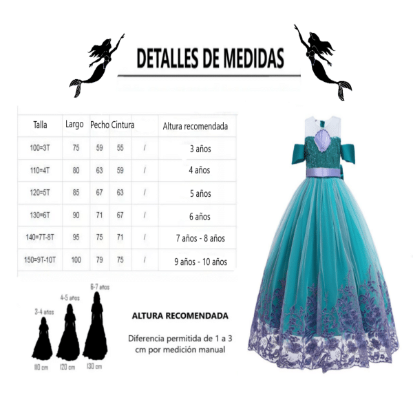 Vestido de Princesa Ariel (Sirenita)