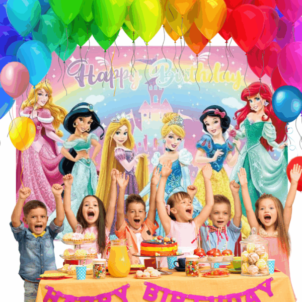 telon de fondo decorativo,decoración de fiestas,cumpleaños,Princesas