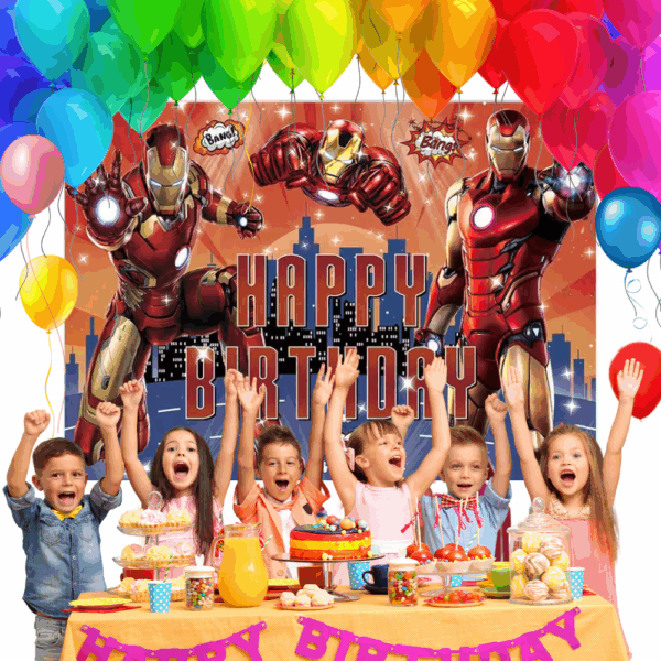 telon de fondo decorativo,decoración de fiestas,cumpleaños,Ironman