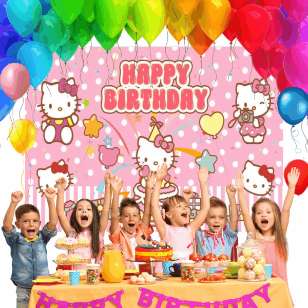 telon de fondo decorativo,decoración de fiestas,cumpleaños,Hello Kitty,Kitty