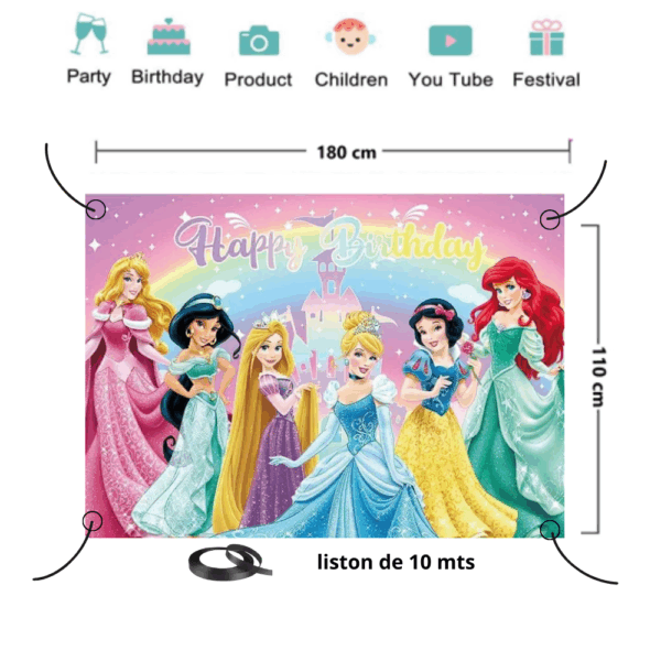 telon de fondo decorativo,decoración de fiestas,cumpleaños,Princesas