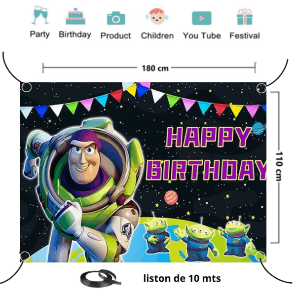 telon de fondo decorativo,decoración de fiestas,cumpleaños,Buzz Lightyear