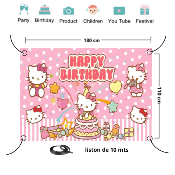 telon de fondo decorativo,decoración de fiestas,cumpleaños,Hello Kitty,Kitty