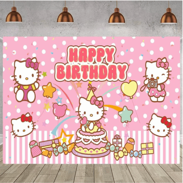 telon de fondo decorativo,decoración de fiestas,cumpleaños,Hello Kitty,Kitty