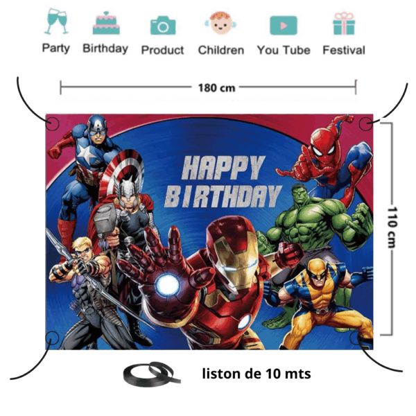 telon de fondo decorativo,decoración de fiestas,Avengers,cumpleaños