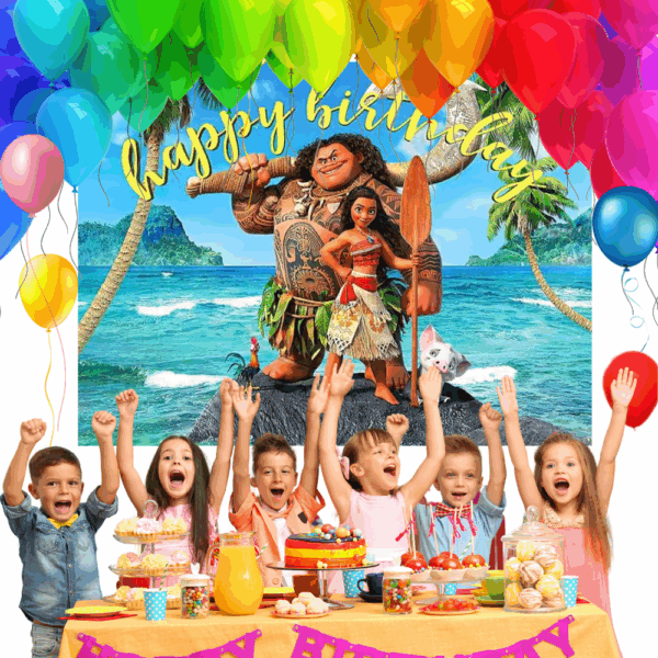 telon de fondo decorativo,decoración de fiestas,cumpleaños,Moana