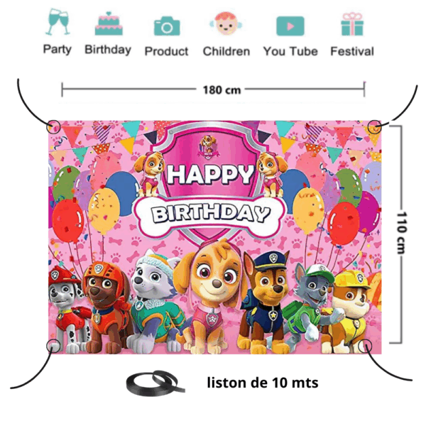 telon de fondo decorativo,decoración de fiestas,cumpleaños,Skye,Paw Patrol