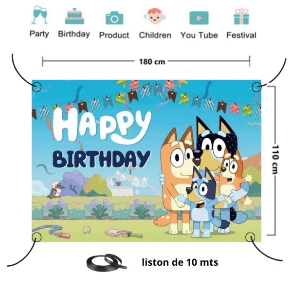 telon de fondo decorativo,decoración de fiestas,cumpleaños,Bluey