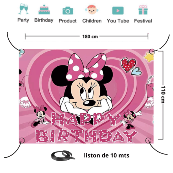 telon de fondo decorativo,decoración de fiestas,cumpleaños,Minnie