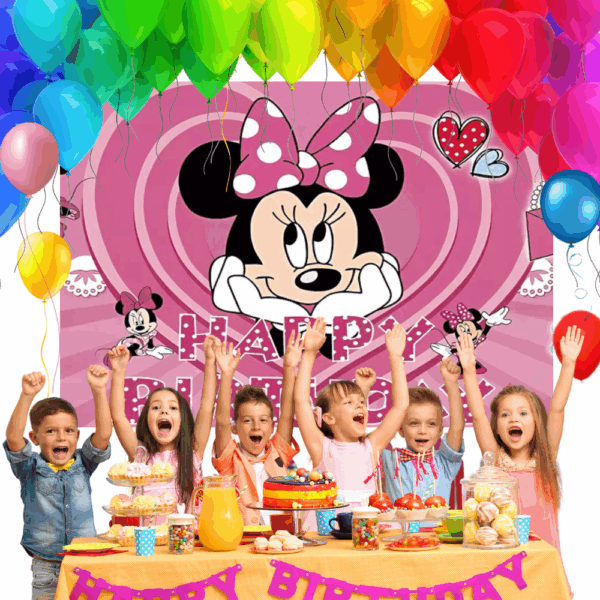 telon de fondo decorativo,decoración de fiestas,cumpleaños,Minnie