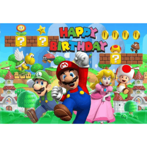 Telón de fondo decorativo para fiesta de cumpleaños Mario Bros