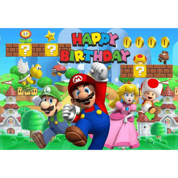 telon de fondo decorativo,decoración de fiestas,cumpleaños,Mario Bros,Luigi